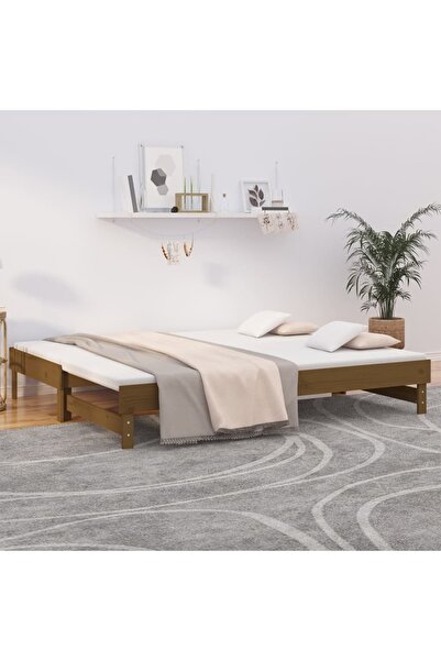 Concept Επεκτεινόμενο ανάκλιντρο, καφέ μελί 2x(100x200) εκ. μασίφ ξύλο πεύκου