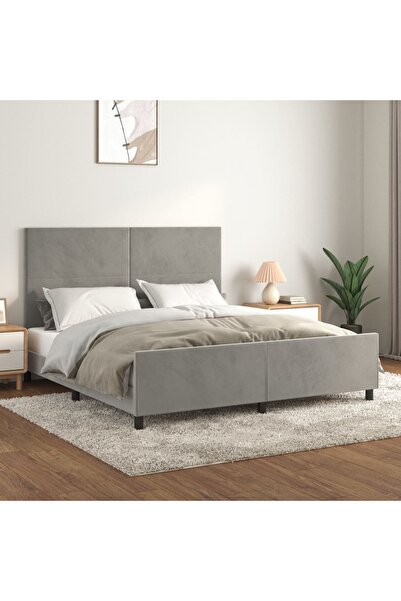 Concept Cadru de pat cu tăblie, gri deschis, 160x200 cm, catifea