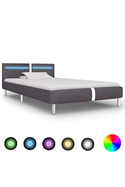 Concept Σκελετός κρεβατιού LED, γκρι, 90 x 200 cm, τεχνητό Δερμάτινο