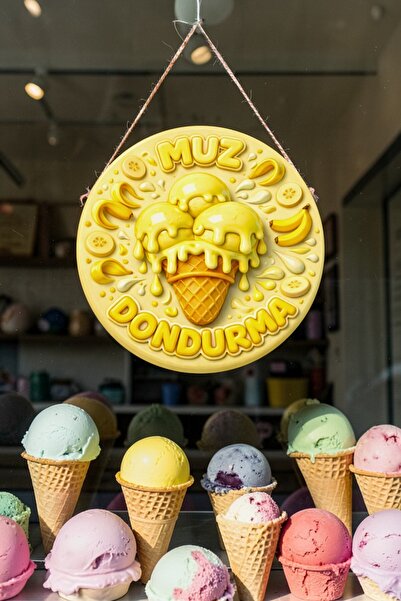 Nod Ornament de perete pentru ușă cu șnur din lemn, cu imagine de înghețată c...