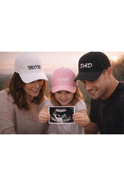 sf collection Aile Kombin Şapka Seti Mom Dad Sister Brother Baskılı Unisex Ayarlanabilir Şapka