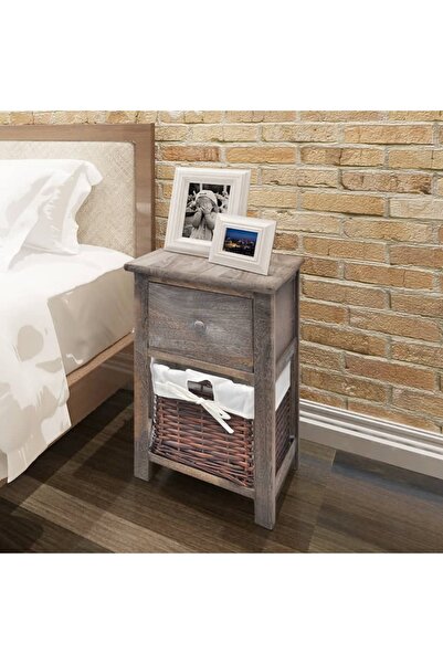 Concept Noptiere din lemn, 2 buc, maro