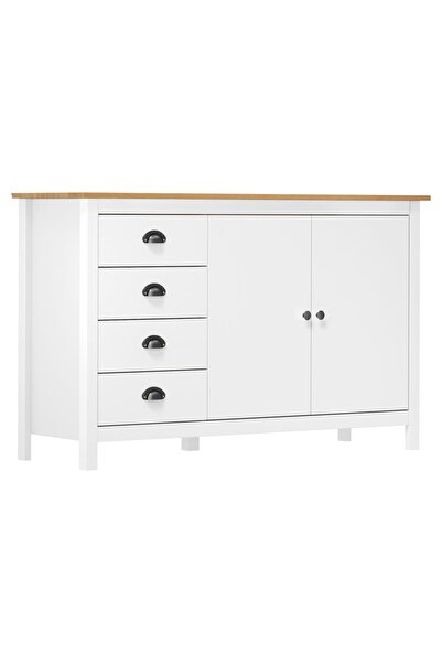 Concept Servantă Hill Range, 130x40x80 cm, alb, lemn masiv de pin