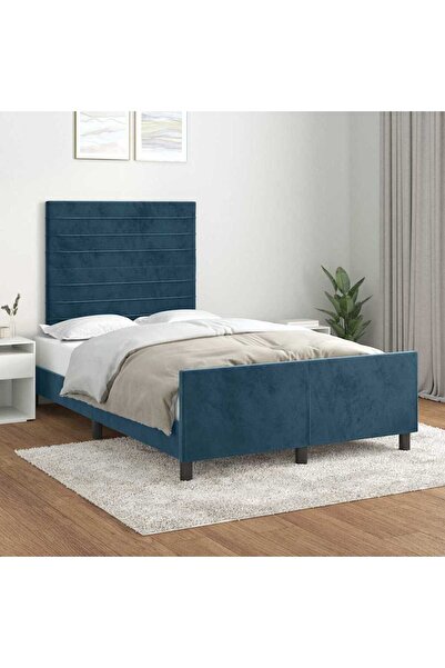 Concept Σκελετός κρεβατιού με κεφαλάρι, σκούρο μπλε, 120x200 εκ., Βελούδο