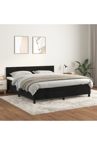 Concept Pat box spring cu saltea, negru, 180x200 cm, catifea