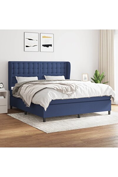 Concept Pat box spring cu saltea, albastru, 180x200 cm, material textil