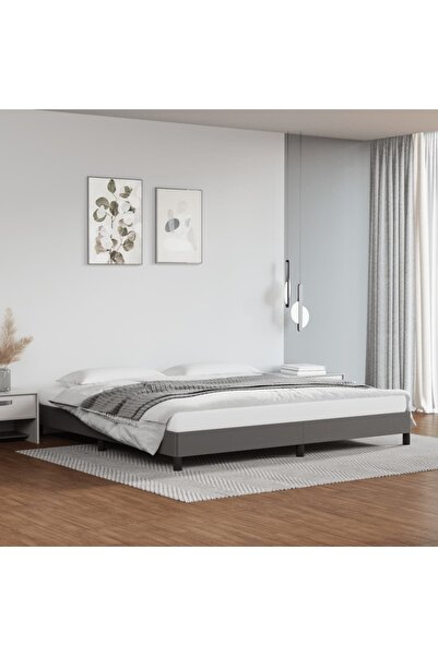 Concept Σκελετός κρεβατιού, γκρι, 200x200 cm, οικολογικό Δερμάτινο