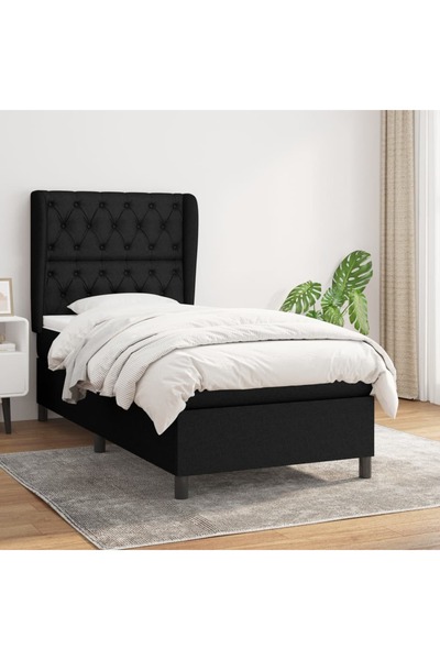 Concept Pat box spring cu saltea, negru, 80x200 cm, textil