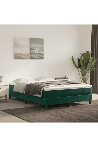 Concept Pat box spring cu saltea, verde închis, 140x200 cm, catifea