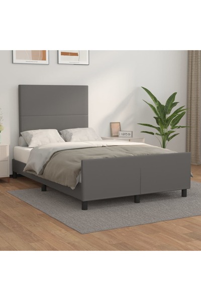 Concept Σκελετός κρεβατιού με κεφαλάρι, γκρι, 120x200 cm, οικολογικό Δερμάτινο