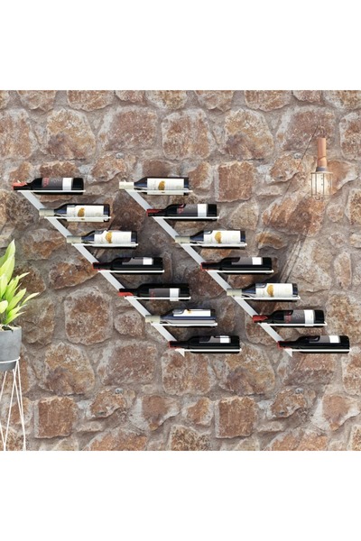 Concept Θήκη για μπουκάλια κρασιού, επιτοίχια, 7 μπουκάλια, 2 τεμ., λευκή, με...