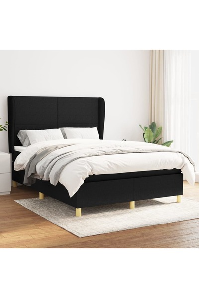 Concept Pat box spring cu saltea, negru, 140x190 cm, textil
