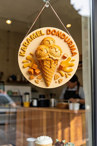 Nod Caramel Ice Cream Visual Wooden Stringed Door Wall Ornament Coffee Shop D...