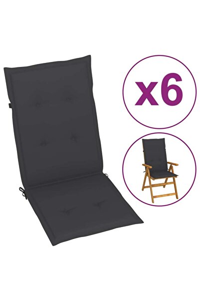 Concept Μαξιλάρια καρέκλας κήπου, 6 τεμ., ανθρακί, 120 x 50 x 3 εκ.
