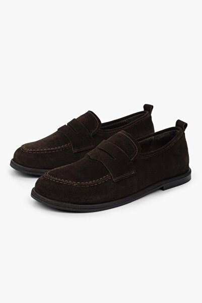 Shoeberry Zac Bitter Brown pentru femei, autentic piele întoarsă piele loafers