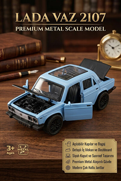 craftivio Metal Oyuncak Araba Lada VAZ 2107 Açılabilir Kapı ve Kaput Detaylı ...