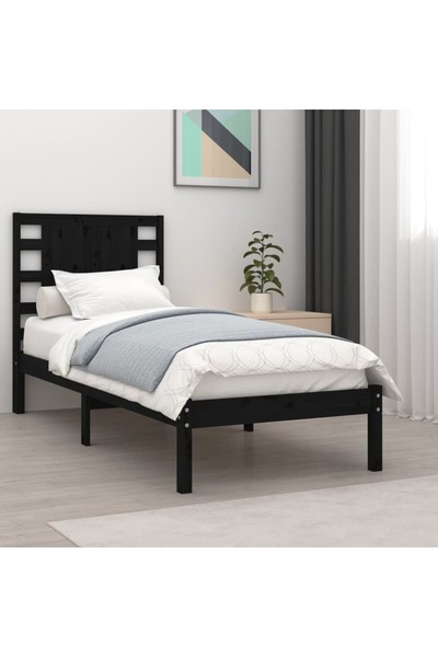 Concept Σκελετός κρεβατιού, 100x200 εκ., μαύρο, μασίφ ξύλο πεύκου