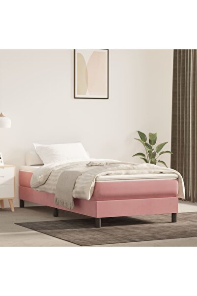 Concept Pat box spring cu saltea, roz, 100x200 cm, catifea