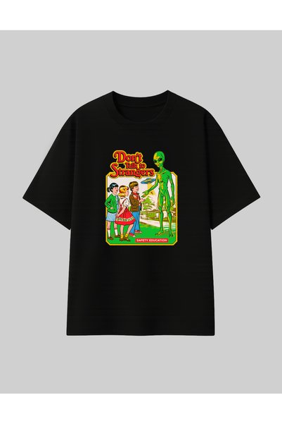 RF Studio Vintage Alien Alien Printed Vintage 100% Cotton Unisex Oversized T-Shirt T-Shirt