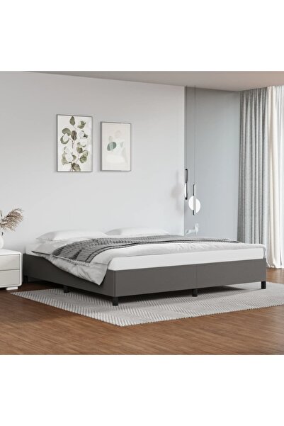 Concept Σκελετός κρεβατιού, γκρι, 200x200 cm, οικολογικό Δερμάτινο