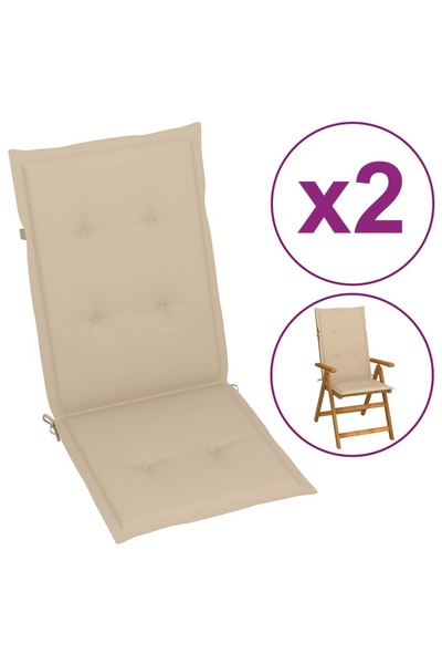 Concept Μαξιλάρια καρέκλας κήπου, 2 τεμ., μπεζ, 120x50x3 εκ.