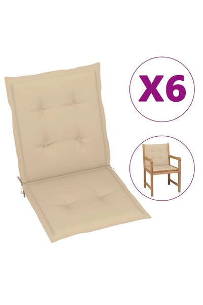 Concept Μαξιλάρια καρέκλας κήπου, 6 τεμ., μπεζ, 100 x 50 x 3 εκ.