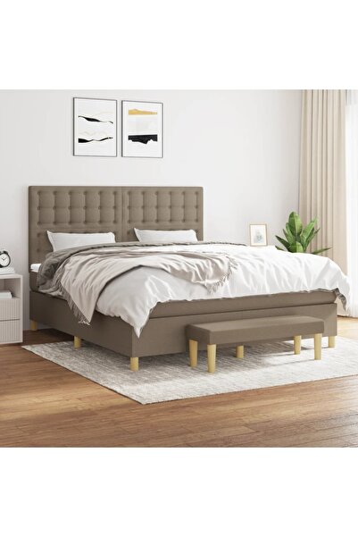 Concept Pat continental cu saltea, gri taupe, 180x200 cm, textil