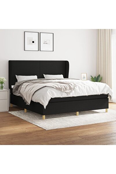 Concept Pat box spring cu saltea, negru, 160x200 cm, textil