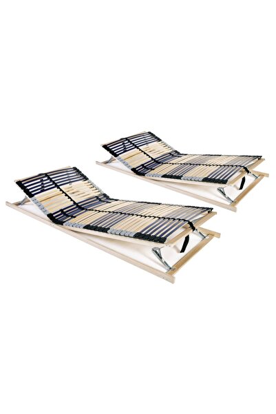 Concept Βάσεις κρεβατιού με τάβλες, 2 τεμ., 42 τάβλες, 7 ζώνες, 80 x 200 εκ.