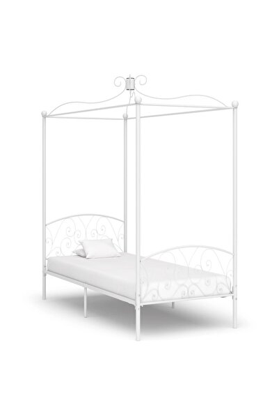 Concept Σκελετός κρεβατιού με ουρανό, λευκό, 90 x 200 εκ., μεταλλικός