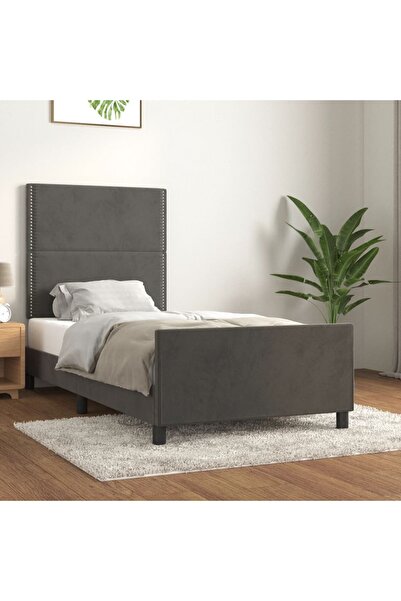 Concept Cadru de pat cu tăblie, gri închis, 80x200 cm, catifea