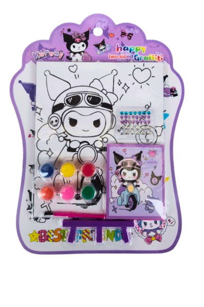 Glanart mini şövaleli 15x20 cm ebat çocuklara özel kuromi boyama seti 1 adet