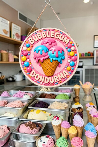 Nod Διακοσμητικό τοίχου πόρτας με ξύλινο κορδόνι και εικόνα παγωτού με γεύση ...