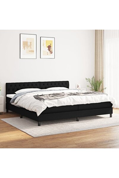 Concept Pat box spring cu saltea, negru, 200x200 cm, textil