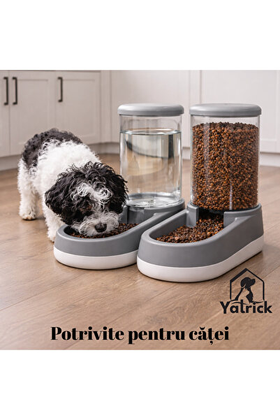 Yatrick Dispenser automat 2 în 1 pentru apă și mâncare câini și pisici, 3.8 L
