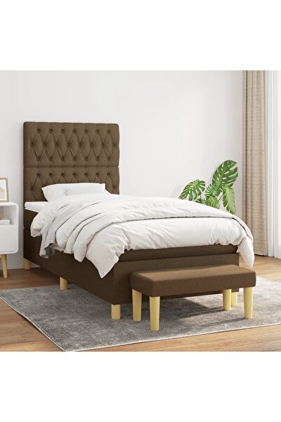 Concept Pat box spring cu saltea, maro închis, 100x200 cm, textil