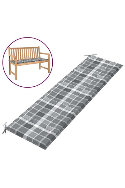 Concept Μαξιλάρι παγκάκι κήπου, γκρι καρό, ύφασμα 180x50x3 εκ.