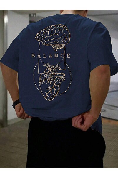 EYAX MODA Balance Heart Printed Men's Oversized T-Shirt