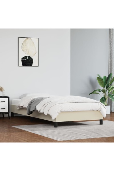 Concept Σκελετός κρεβατιού, κρεμ, 100x200 εκ., οικολογικό Δερμάτινο