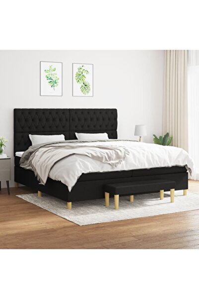 Concept Pat box spring cu saltea, negru, 200x200 cm, textil