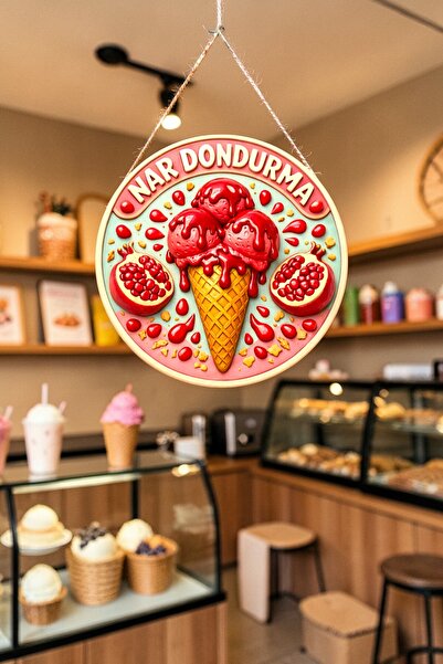 Nod Ornament de perete pentru ușă cu șnur din lemn, cu imagine de înghețată d...