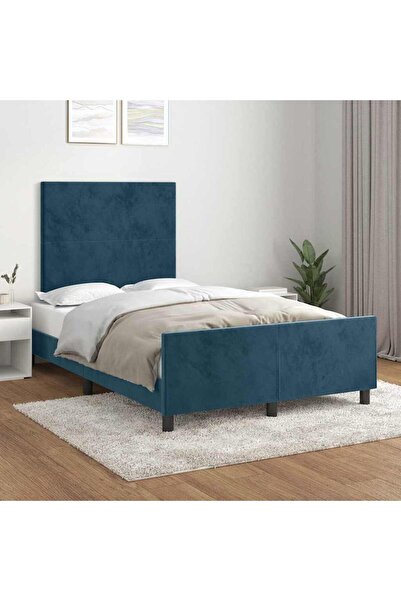 Concept Σκελετός κρεβατιού με κεφαλάρι, σκούρο μπλε, 120x200 εκ., Βελούδο