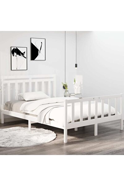 Concept Σκελετός Διπλό κρεβατιού 4FT6, λευκό, 135x190 cm, μασίφ ξύλο