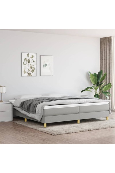 Concept Pat box spring cu saltea, gri deschis, 200x200 cm, textil