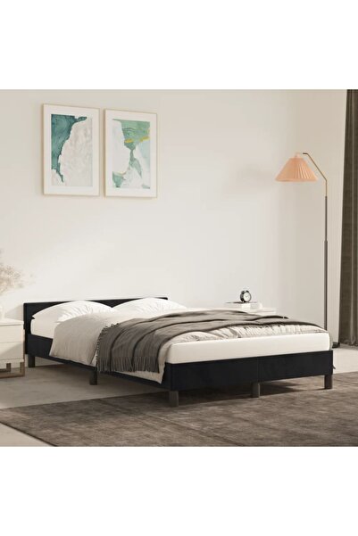 Concept Cadru de pat cu tăblie, negru, 120x200 cm, catifea
