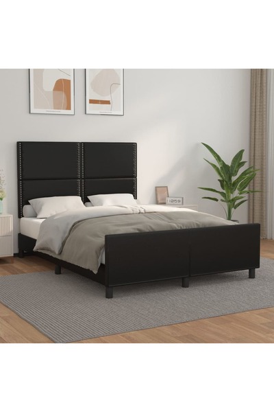 Concept Cadru de pat cu tăblie, negru, 140x200 cm, piele ecologică