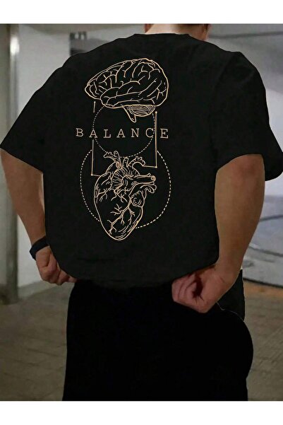 EYAX MODA Balance Heart Printed Men's Oversized T-Shirt