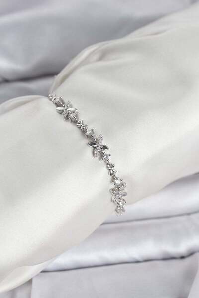 Inure Jewelry Silver Color Clover Model Zircon Stone Women's Bracelet with El...
