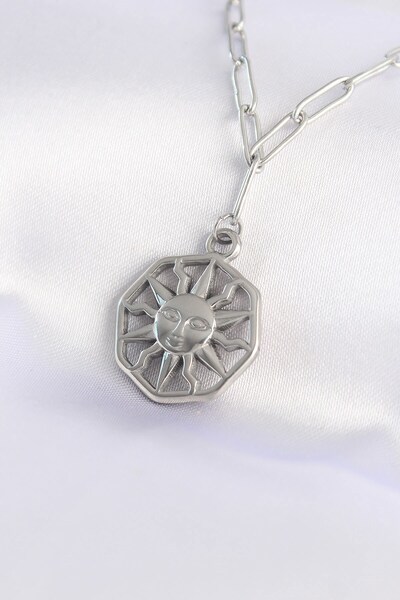 Inure Jewelry 316L الصلب سلسلة فضية اللون قلادة الشمس