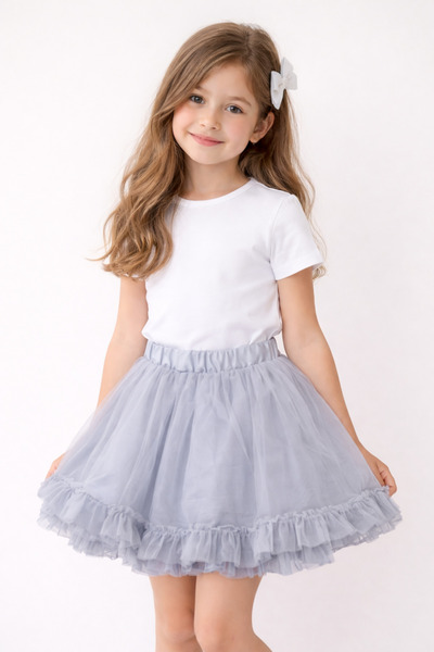 nacar çarşı Girl's Gray Ruffle Detail Tulle Skirt April 23 October 29